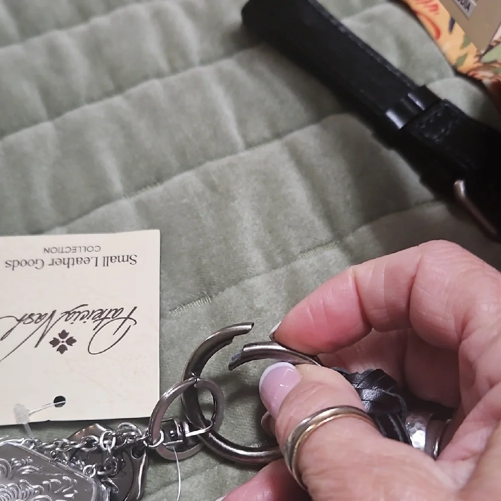 Patricia Nash Black Tassel Key Chain with Silver Charms